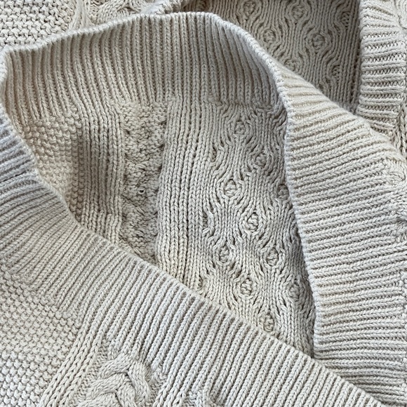 J Crew 100% Cotton Cable Knit Cream Sweater - Picture 9 of 10